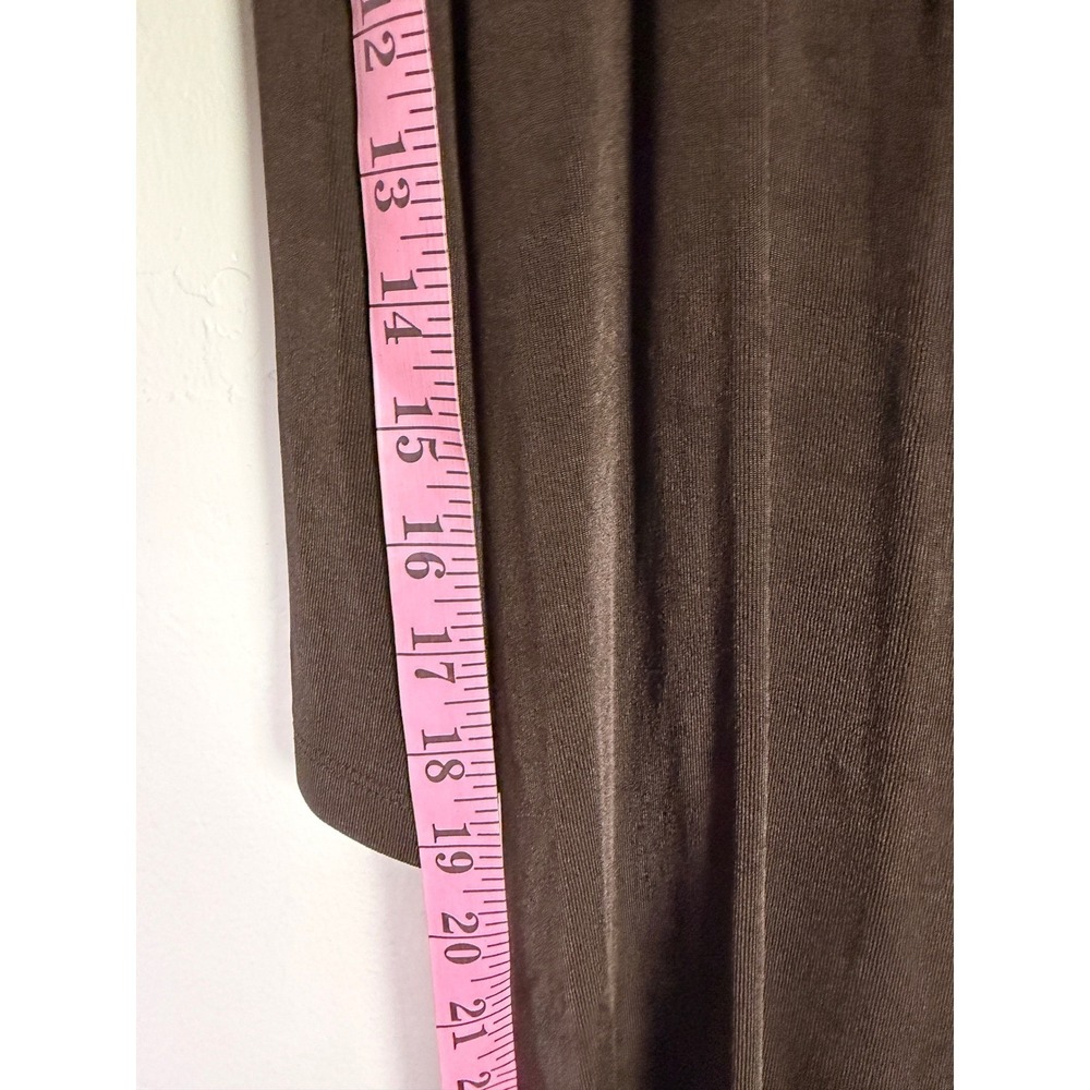 Chicos Travelers Brown Draped Open Front Cardigan Zipper Shoulder Size 1 M Mens - Picture 7 of 8